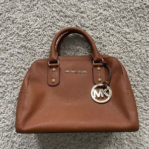 Michael Kors Tan Satchel with Gold Accents